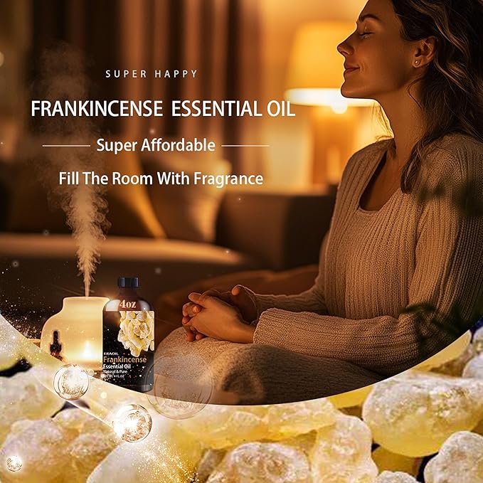 Frankincense Essential Oil, Frankincense Oil 4 Fl Oz 120ML for Diffuser Humidifier Yoga Cleaning DIY Candle Soap Making Perfume Gift for Women Essential Oils - Bloomnest
