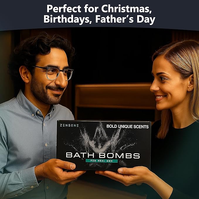 Bath Bombs for Men - Gift Set of 18 Strong Scented Handmade Natural Bath Bombs of 2.5 oz w/Essential Oils, Unique Manly Strong Scents, for Boyfriend, Husband, Father - 18 Pack - Bloomnest