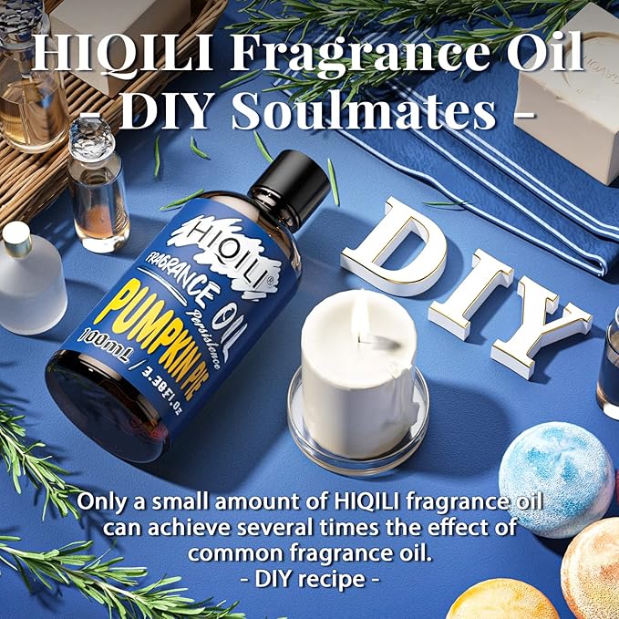 HIQILI Pumpkinpie Pure Scented Fragrance Essential Oil for Diffuser Candle Soap Perfume Lotion Shampoo Making, 3.38 Fl Oz HIQILI