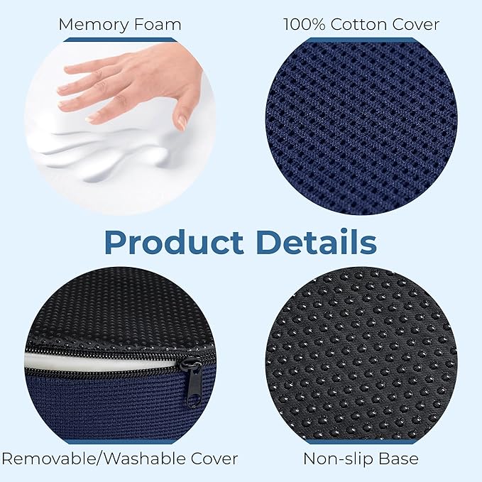 5 STARS UNITED Donut Pillow Hemorrhoid Tailbone Cushion – Large Cushion for Pain Relief – Coccyx, Prostate, Sciatica, Pelvic Floor, Pressure Sores, Pregnancy, Postpartum Recovery, Blue - Bloomnest