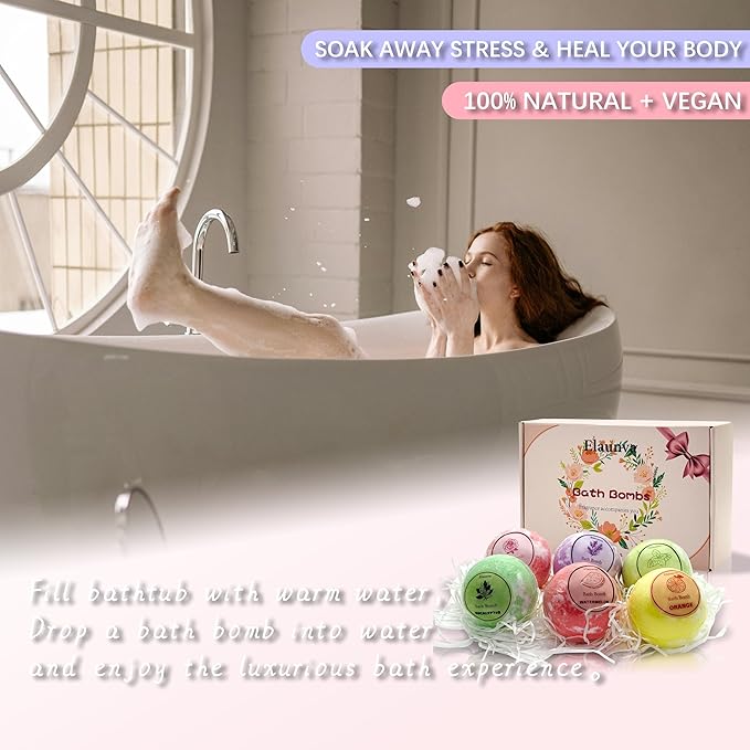 Bath Bombs Set,100g*6pcs with Lavender/Peppermint/Orange/Eucalyptus/Rose/Watermelon,Perfect for Bubble Spa,Handmade Birthday Gifts Sets for Her/Him/Wife/Girlfriend,for Christmas (PINK-6PCS) - Bloomnest