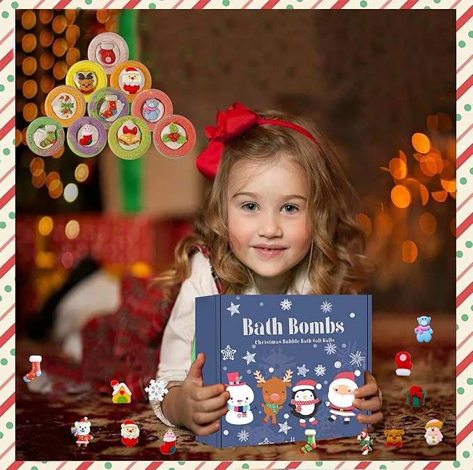 20 Pack Christmas Bubble Bath Bombs，Bath Bombs for Kidswith Christmas Squishy Surprise Inside Kids Girls Boys Women Christmas Stocking Stuffers Gifts - Bloomnest
