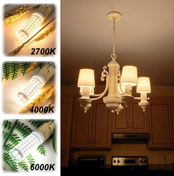 ALIDE E26 100 Watt Equivalent LED Candelabra Corn Bulbs,2700K Warm White,E26 E27 12W LED Light Bulbs 1200LM for Ceil Fan Chandelier Pendant Lighting,Non-dimmable,4 Pack - Bloomnest
