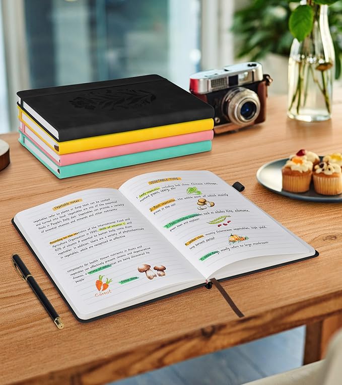 Lined Journal Notebook for Women, A5 Pink Hardcover Leather Journals for Writing, 200 Pages Travel Daily Journal,Thick College Ruled Notebook for Work School, Note Taking, Business 5.75'' X 8.38'' Black - Bloomnest