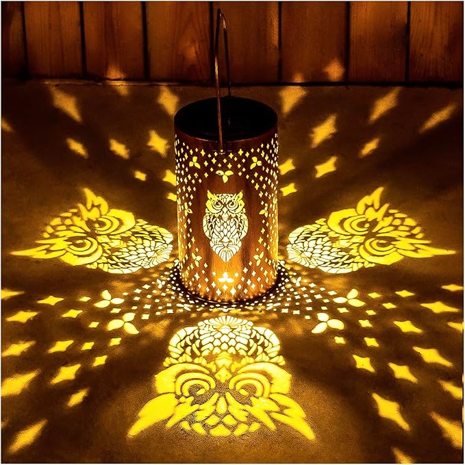 Owl Solar Lanterns Outdoor Waterproof Hanging Solar Lights Owl Gifts for Women Men Metal Decorative LED Owl Lanterns for Garden Decor,Yard,Patio,Lawn,Tabletop,Pathway,Landscape - Bloomnest