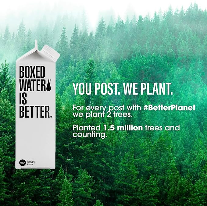 Boxed Water 16.9 oz. (24 Pack) – A Sustainable Alternative — Better Than Premium Plastic Bottles — Purified Drinking Water in Plant-Based Cartons – BPA-Free, Refillable & Recyclable Cartons - Bloomnest
