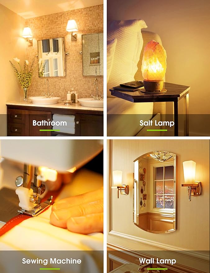 LOHAS LED C7 S6 Night Light Bulb, 15 Watt Light Bulbs Equivalent(1.5W), Mini LED Bulb Candelabra E12 Base, Soft/Warm White 3000K LED, Small Light for Bedroom Salt Lamp(6 PACK) - Bloomnest