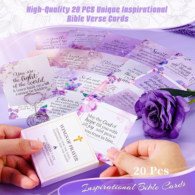 Valentine's Day Gift Christian Gifts For Women Faith - Inspirational Religious Birthday Gifts, Purple Spiritual Baptism Baskets For Mom, Grandma, Wife, Mothers, Friend, Sister,Catholic&Encouragement - Bloomnest