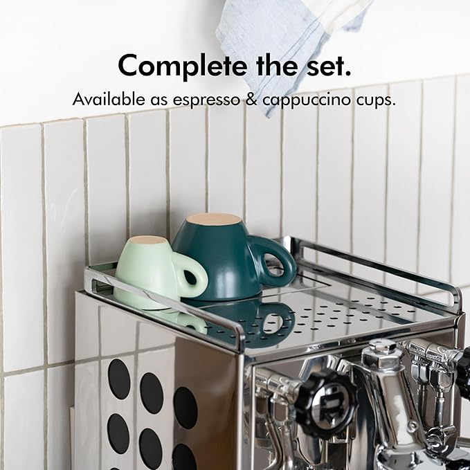 KIVY Espresso Cups Set of 4 [Set 4x 3oz]- Espresso Set Thick Walled Stoneware Espresso Cup Set - Italian Style Espresso Cups and Saucers - Coffee Mugs - Pastell Green, Blue - Bloomnest