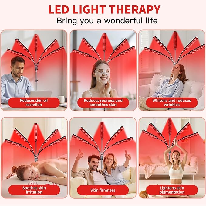Red Light Therapy for Face and Body, Red Infrared Light Therapy Lamp with Stand Led 660nm Red Light-Therapy& 850nm Infrared Light Device for Body Gift for Her
