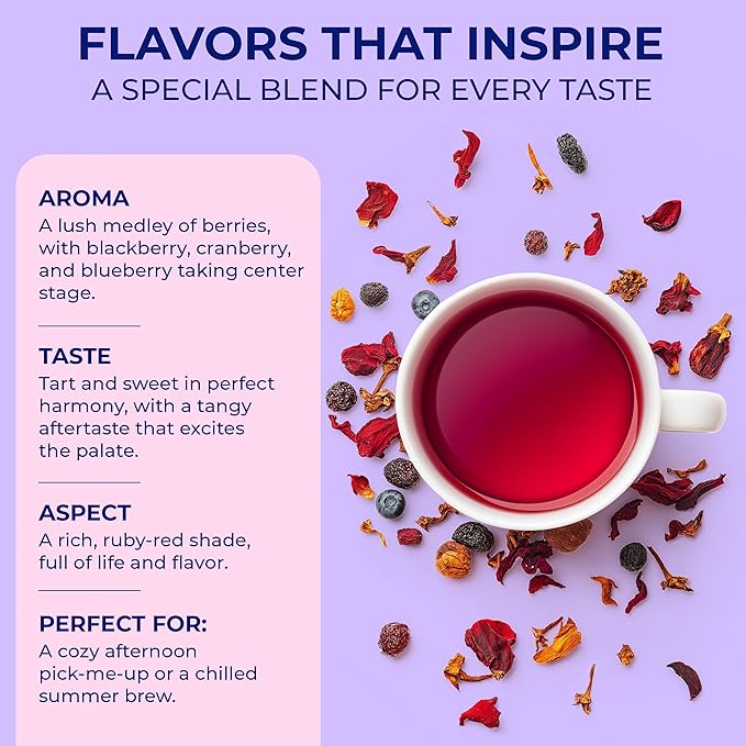 Katy’s® Berrylicious Loose Leaf Tea | Hibiscus, Blueberry & Cranberry | Fruity Herbal Tea | Caffeine-Free Fruit Tea | Cold Brew or Hot | 30+ Cups | Antioxidant-Rich | Woman-Owned | 3oz Pouch - Bloomnest