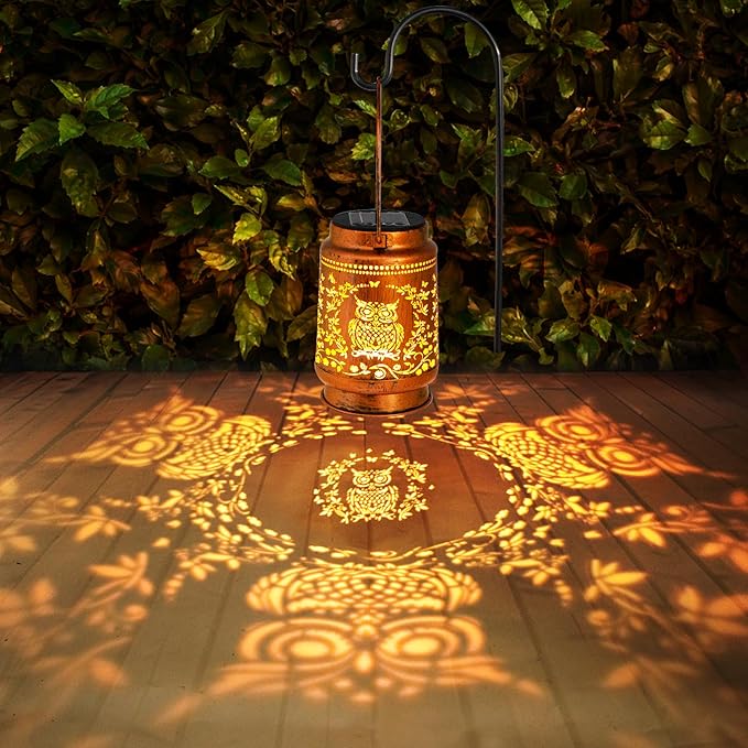 Solar Lanterns Outdoor Garden Decor,Birthday,Retirement Owl Gifts for Women, Mom, Grandma, Friend, Thanksgiving, Decorative Waterproof Hanging LED for Yard, Patio, Lawn, Landscape, Backyard - Bloomnest