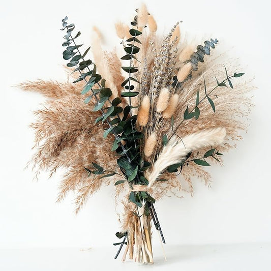 Green Pampas Grass Boho Bouquet – Exquisite Lavender and Eucalyptus Dried Flower Arrangements for Western Boho Decor – Rustic Flowers for Your Bohemian Home, Bedroom, and Wedding Table Décor - Bloomnest