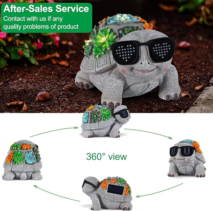Solar Garden Statues Turtle with Succulent and LED Lights Birthday Gifts for Women Mom Grandma Solar Outdoor Decor for Patio Backyard Yard Lawn Decoration-Unique - Bloomnest