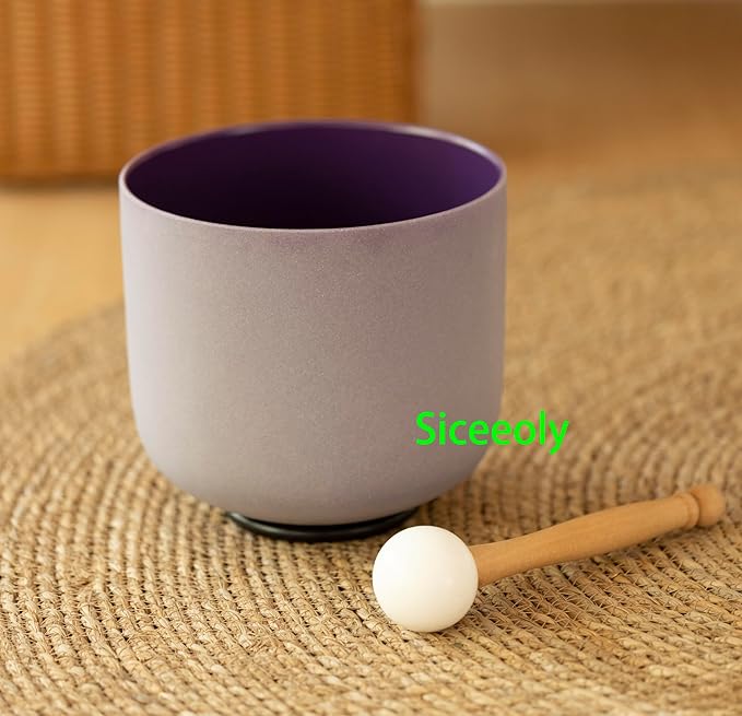 8-12 inch Set of 3 Crystal Singing Bowls 8"B 10"F 12"C Red Green Purple Color Frosted Root Heart Crown Chakra Sound Healing Bowl with 1 Travel Carry Case 1 Mallet Suede 1 Striker 3 O-rings - Bloomnest