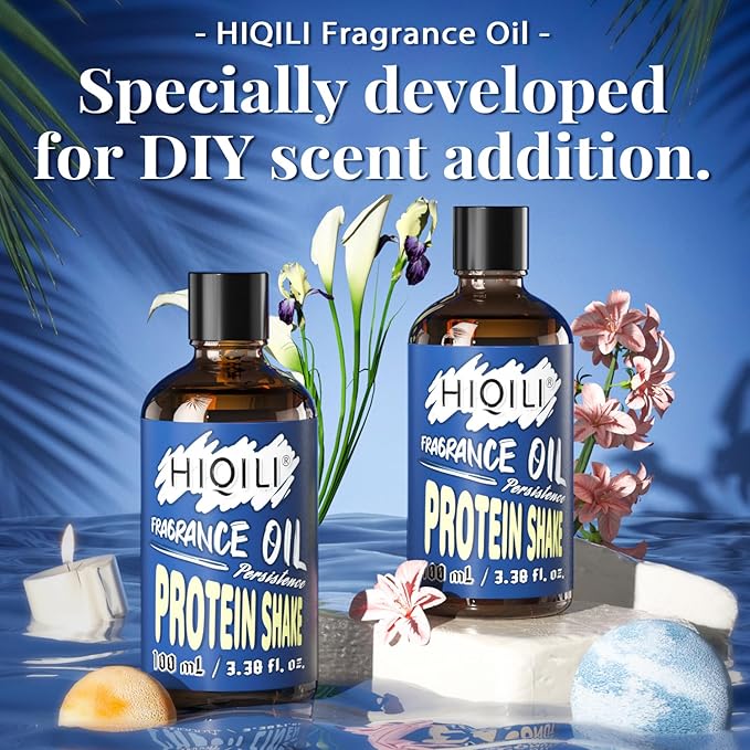 HIQILI Protein Shake Fragrance Oil 100ml - Long Lasting Scents for Diffuser for Home, Candle & Soap Making, Scented Body Products - 3.38 Fl Oz