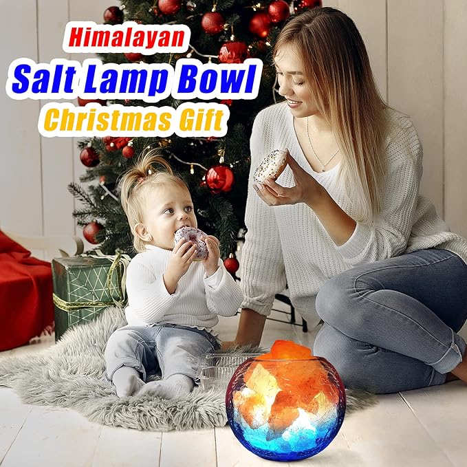 USB Himalayan Salt Lamp, Salt Rock Lamp with Natural Salt Chunks Bring Visual Impact of Ice and Fire to you, Used for Desk, Bedroom, Living Room and Gift - Color Changing + Warm Light Mode - Bloomnest