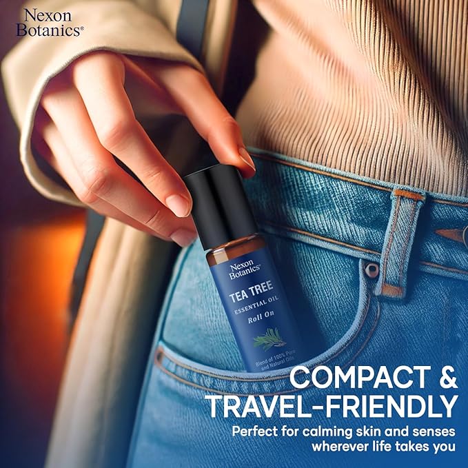 Tea Tree Oil Roll-On 10 ml - 100% Pure, Natural Essential Oil for Aromatherapy, Skin, Face & Body - Pre-Diluted for Travel - Nexon Botanics - Bloomnest