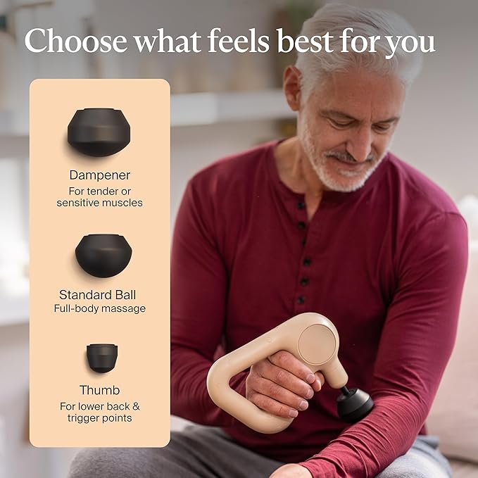 TheraGun Relief by Therabody - Easy-to-Use, Comfortable & Light Handheld Percussion Massage Gun for Everyday Pain Relief Massage Therapy in Neck, Back, Leg, Shoulder and Body (Sand) - Bloomnest