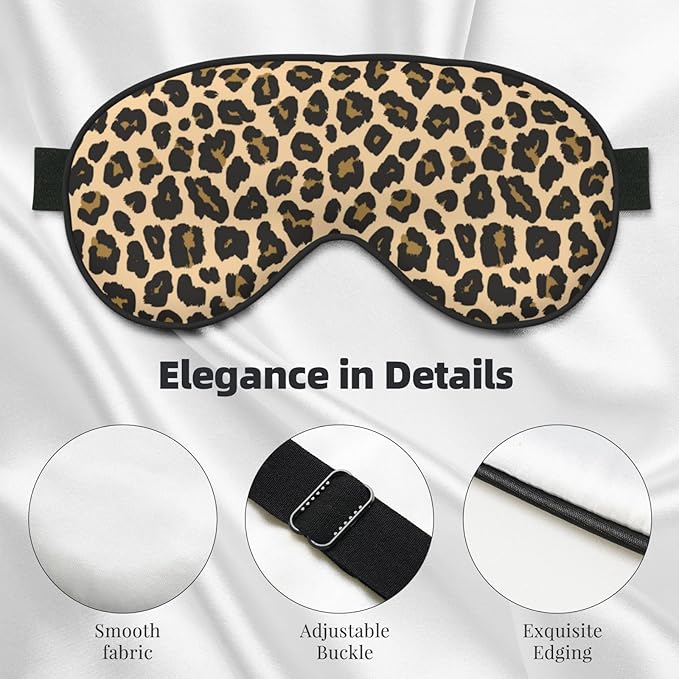 Sleep Eye Mask Brown Leopard Sleep Mask for Women Men Comfortable Eye Mask with Adjustable Strap Soft Eye Cover Blindfold for Travel Yoga Nap Shift Work - Bloomnest