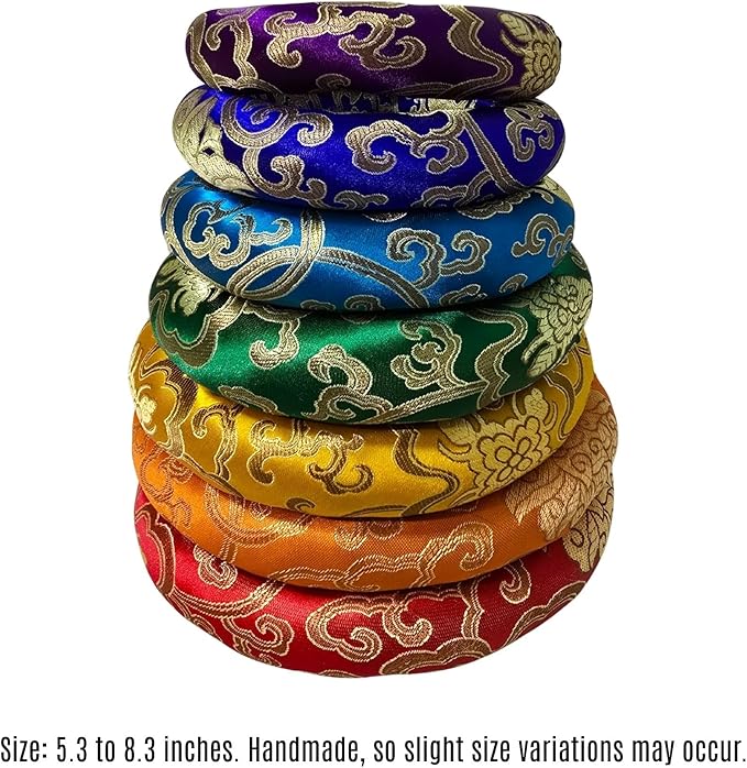 7 Pieces Handmade Singing Bowl Cushion Set, Singing Bowl Accessory Pillow Pad for 6-12 Inch Tibetan Crystal Sound Bowl Bloomnest