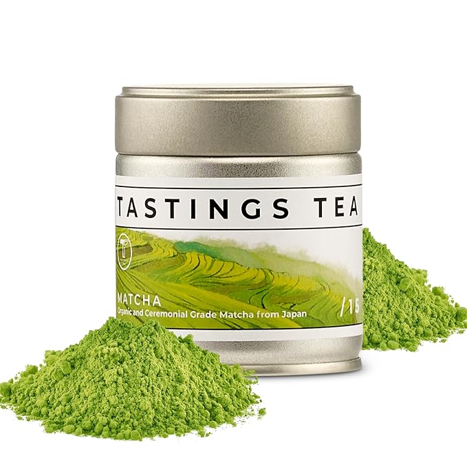 Tastings Tea Ceremonial Grade Matcha Powder | Organic Green Tea from Japan | JONA Organic Certified Japanese Drink in a Foil Bag & Reusable Gift Tin | Natural Caffeine with Antioxidants for Wellness - Bloomnest