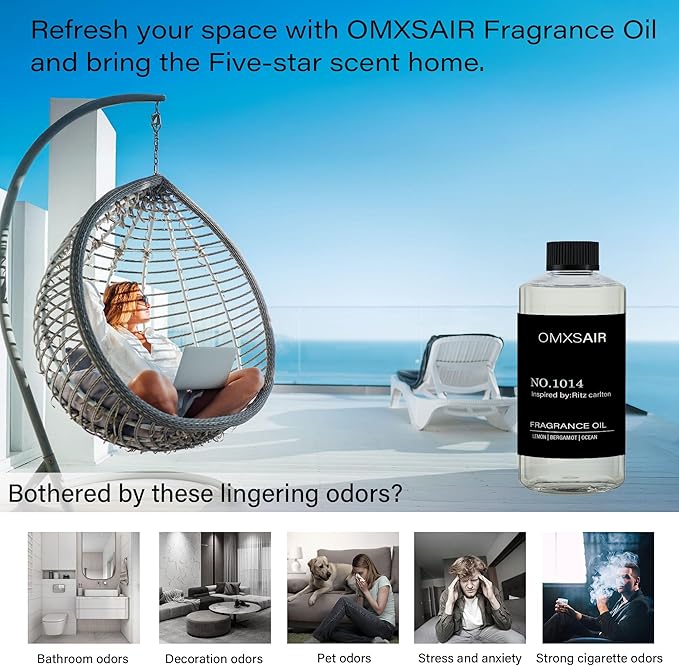 Hotel Diffuser Oil Inspired by Ritz Carlton - 500ml/16.9Fl oz - Essential Oil Diffuser Refill for Home & Spa – Lemon Bergamot Sea Breeze - Suitable for ultrasonic and waterless diffusers - Bloomnest