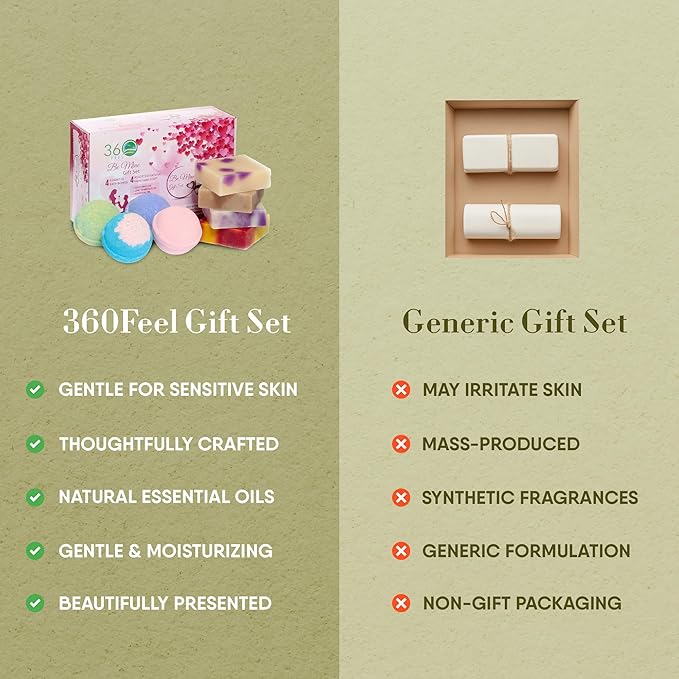 360Feel Be Mine 4 Bath Bombs Plus 4 Handmade Soap Gift Essential Oil Organic Bath Bomb gifts for Men Women - Bloomnest