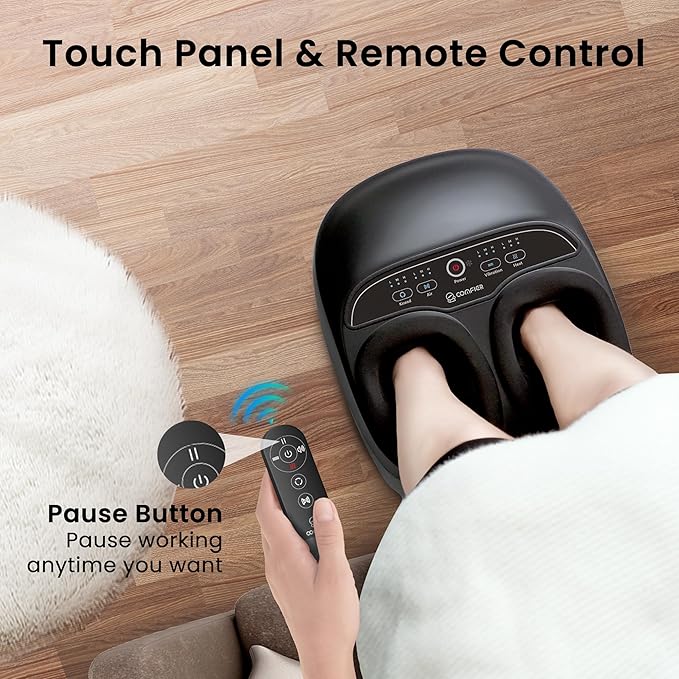 COMFIER Foot Massager with Heat,Kneading,Vibration,Compression,Pause Function,Shiatsu feet Massager for Plantar Fasciitis Neuropathy, Christmas Gifts for Women,Men,FSA Eligible HSA，Size 13 - Bloomnest
