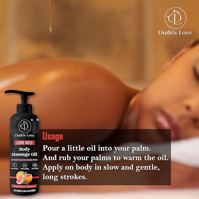 Organic - Grapefruit Full Edible Body Massage Oil - Refreshing, Calming | No Stain & Non-Sticky | with Fractionated Coconut Oil, Grapefruit & Lime Oil - 8.45 Fl Oz - Bloomnest