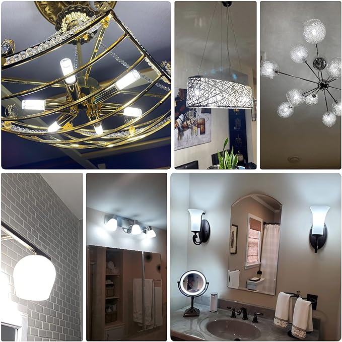 ALIDE E12 75 Watt Replacement LED Candelabra Bulbs C7,6000K Daylight Bright Cool White,800LM T6 7.5W LED E12 Chandelier Light Bulbs for Ceiling Fan Pendant Lighting,Non-dimmable,6 Pack - Bloomnest