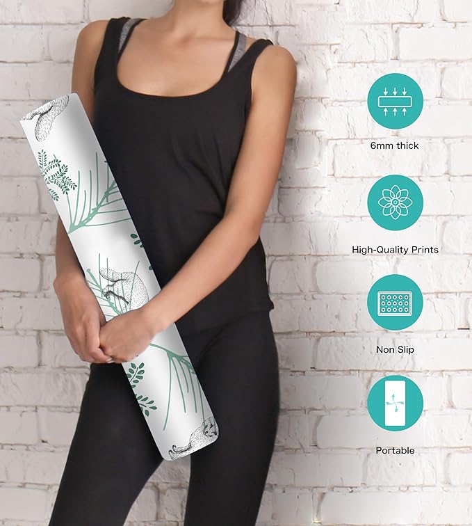 Non Slip Yoga Mat TPE Workout Mat for Men Women, Thick Workout Mat with Carrying Strap, Fitness Mats for Exercise, Yoga, Fitness, Pilates, Floor Workouts (72" x 24" x 6mm) - Bloomnest