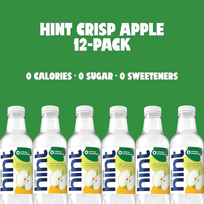 Hint Fruit-Infused Bottled Water, Crisp Apple - Sugar Free Flavored Water with Zero Calories, Naturally Flavored, and No Artificial Sweeteners - 16 Fl Oz (Pack of 12) - Bloomnest
