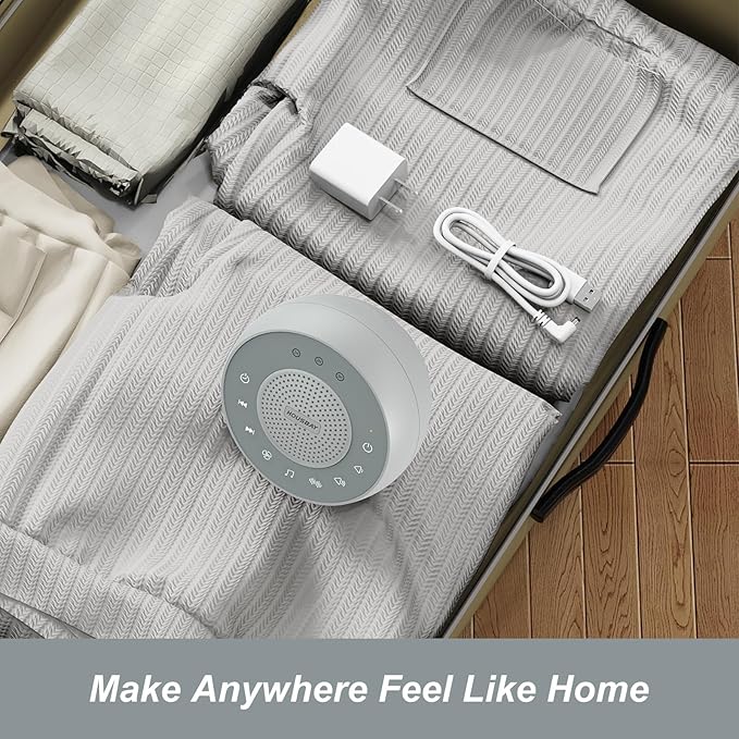 Housbay Glows White Noise Sound Machine, 31 Soothing Sounds, 5W Loud Stereo Sound, Sleep Timer, Small Travel Sleep Machine & Noise Canceling for Sleeping, Relaxation-Gray - Bloomnest