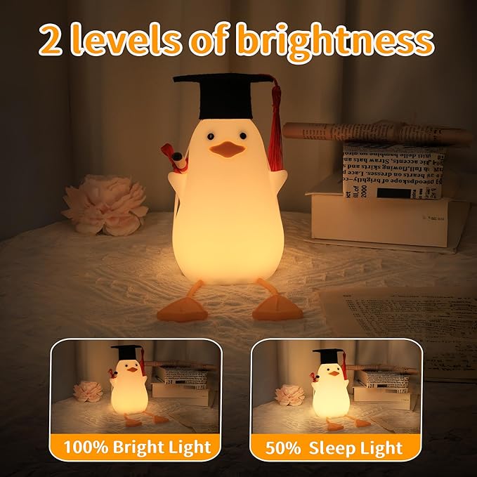 Attivolife Preschool Graduation Gift - Duck Night Light with Dimmable, LED Silicone Lamp, 2024 Cute Kindergarten Pre-K Graduation Gift for Kid Boy Girl - Bloomnest