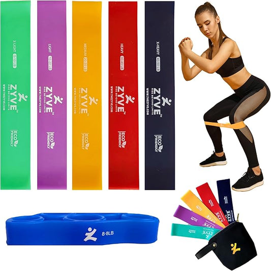 Resistance Bands Set for Women & Men –12" Heavy Duty Natural Rubber Exercise Loop Bands for Legs, Glutes, Strength Training, Stretching, Physical Therapy, Home Workouts-Pack of 5 with Carry Pouch - Bloomnest