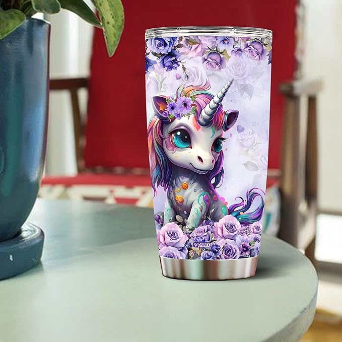 Personalized Unicorn Gifts Unicorns Gift For Women, Girls Lover Coffee Cup Mug Travel Mugs 20oz Stainless Steel Thermos Tumbler With Lids (UNICORN) - Bloomnest