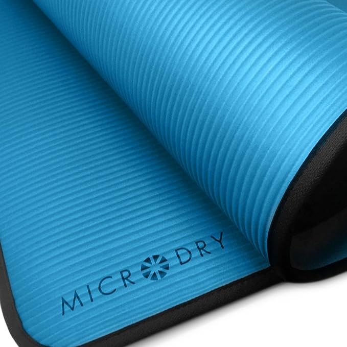 MICRODRY Multi-Purpose Fitness Mat, Cushioned & Non-Slip Foam for Yoga, Pilates, HIIT, Skid-Resistant and Tear-Resistant, 24"x72" with Carry Strap - Bloomnest