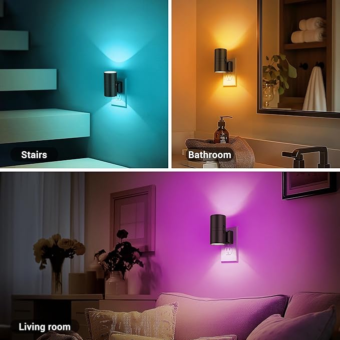 JandCase Color Night Light, LED Night Lights Plug into Wall, Color Changing Nightlight RGB with Light Sensor,Kids Gifts, Halloween, Christmas, Holiday, Hallway Bedroom Kids Room, 2 Pack - Bloomnest