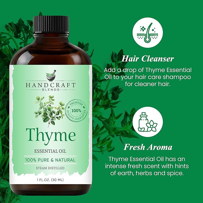 Handcraft Blends Thyme Essential Oil – 1 Fl Oz – 100% Pure and Natural – Premium Grade Essential Oil for Diffuser and Aromatherapy, Skin, Massage, Candle and Soap Making Fragrance - Bloomnest