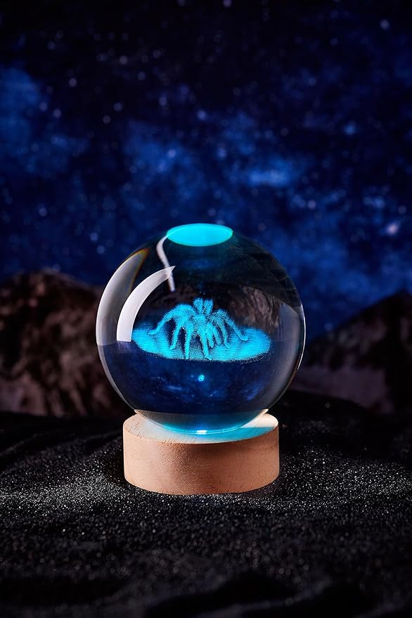 3D Large Spider Crystal Ball Night Light with Wooden Base, Crystal Lamp Gift for Kids Wife Friends, 16 Color Changing with Remote Control, Home Horror Decoration Glass Ball Lamp (Spider) - Bloomnest