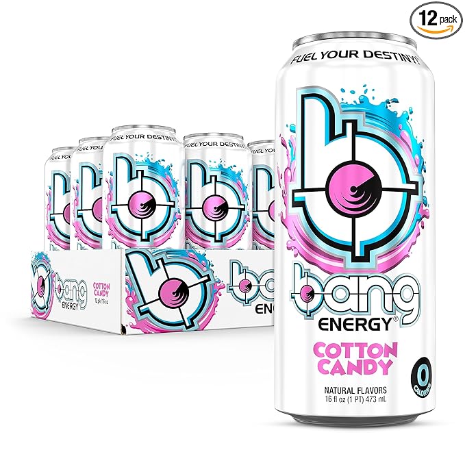 Bang Energy Cotton Candy, Sugar-Free Energy Drink, 16-Ounce (Pack of 12) - Bloomnest