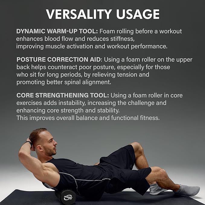 Invincible Fitness 17'' EPP Foam Roller for Deep Tissue Massage – Enhance Recovery, Relieve Pain, and Boost Mobility for a Stronger, Healthier You (Black) - Bloomnest