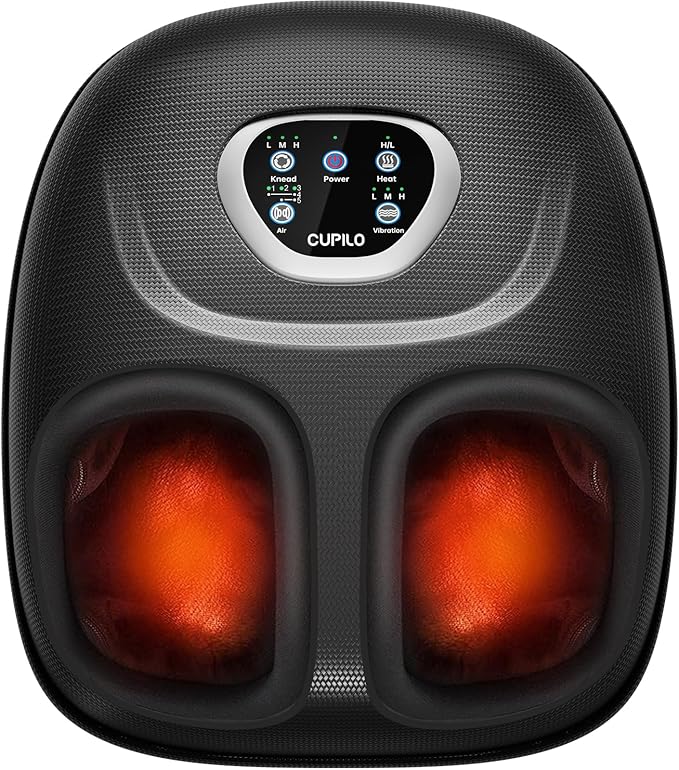 Foot Massager FSA Eligible HSA, Feet Massager with Heat for Plantar Fasciitis Relief, 5 Levels Compression & Vibration Massage for Neuropathy, Christmas Gifts for Women Men, Fits Up to 13" - Bloomnest