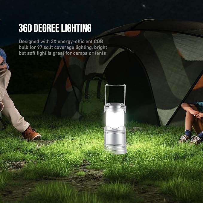 Lichamp LED Camping Lantern, 4 Pack Battery Powered Flashlight for Power Outages, Portable Collapsible Hanging Light Essential for Home, Outdoor, Emergency Lamp Survival Kit Gear for Hurricane, B4SL - Bloomnest