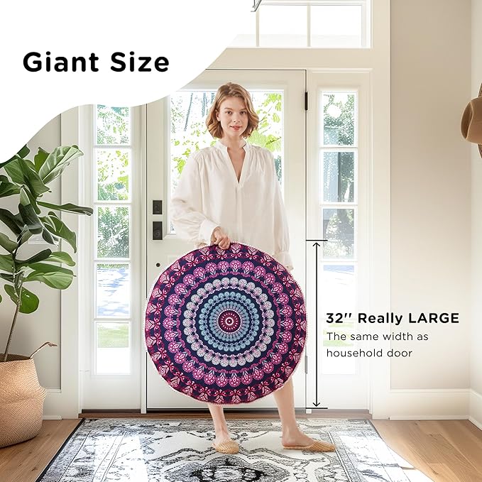 Codi 32 Inch Round Floor Pillow, Large Meditation Pouf Cushion , Memory Foam Stuffer Circle Throw Pillows - (Purple Orchid, 1 Count (Pack of 1)) - Bloomnest
