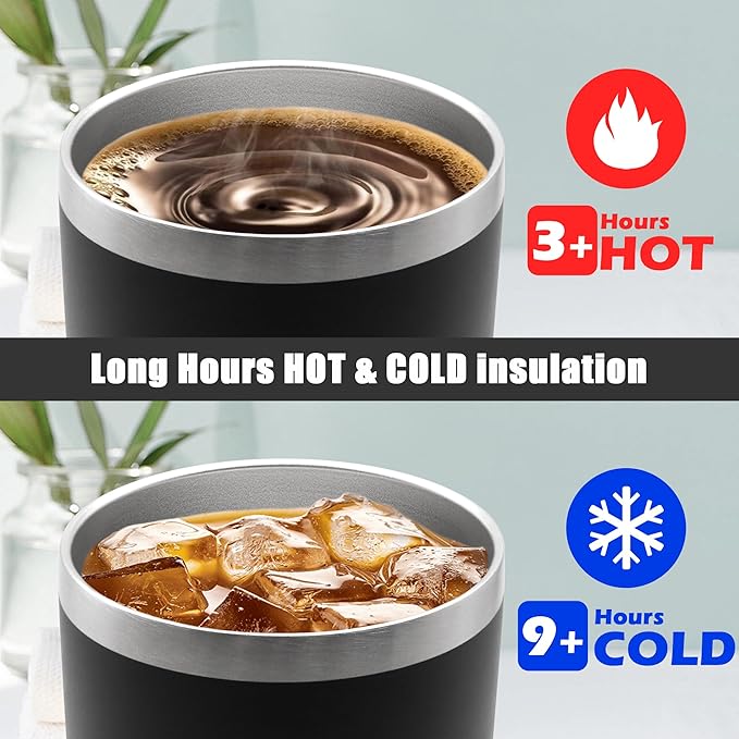 20 oz Tumbler Coffee Travel Tumblers Bulk with Lid Stainless Steel Double Wall Vacuum Insulated Mug Powder Coated Cups fit Car Cupholder for Hot and Cold - Black, 8Pack - Bloomnest