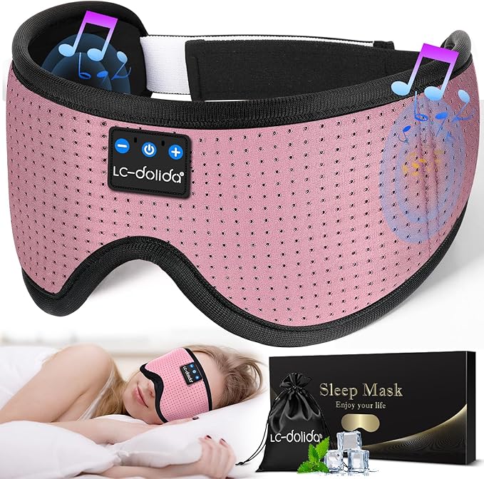 LC-dolida Sleep Mask with Bluetooth Headphones, Sleep Headphones Bluetooth Sleep Mask 3D Sleeping Headphones for Side Sleepers Best Gift and Travel Essential - Bloomnest