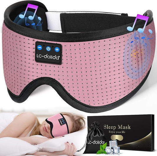LC-dolida Sleep Mask with Bluetooth Headphones, Sleep Headphones Bluetooth Sleep Mask 3D Sleeping Headphones for Side Sleepers Best Gift and Travel Essential - Bloomnest