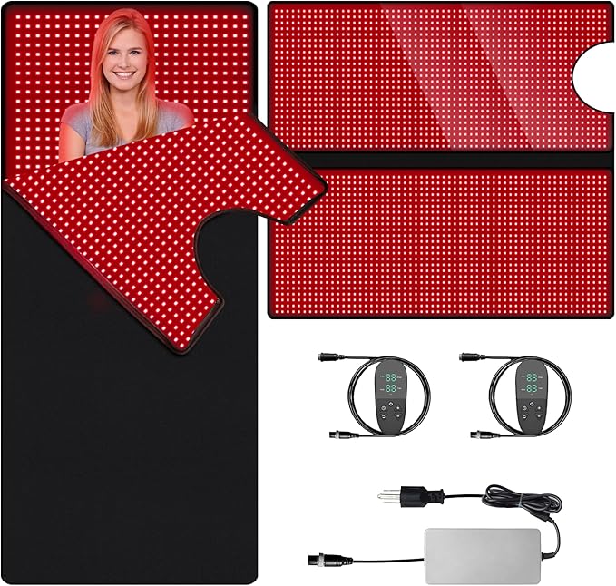Red Light Therapy Mat - Full Body, Sleep Bag Design, Dual Timer Controllers, 2352 LED Beads, Adjustable Intensity/Pulse, 660nm & 850nm Wavelengths for Pain Relief & Better Sleep, 71" x 31.5" - Bloomnest